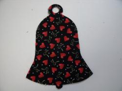 Christmas Bell  Laser Cut Appliques (Size: with FUSIBLE - 5"H, Color: Black Hearts & Ribbons)