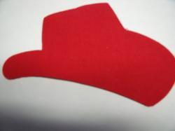 Cowboy Hat Laser Cut Appliques (Size: 5"W, Color: Red , Direction: Facing left)