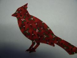Christmas Cardinal  Laser Cut Appliques (Size: 4"H, Color: Dark Red Holly, Direction: Facing left)