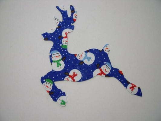 Christmas Reindeer Laser Cut Appliques (Color: Blue Snowmen, Size: with FUSIBLE - 4"H, Direction: Facing right)