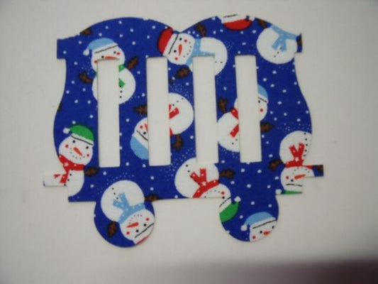 Christmas Train Zoo Car Laser Cut Appliques (Size: 5"H, Color: Blue Snowmen)