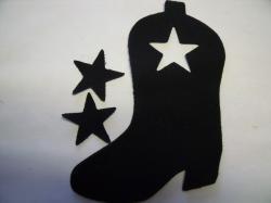 Cowboy Boot Laser Cut Appliques (Size: 5"H, Color: Black  , Direction: Facing right)