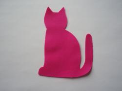 Cat Laser Cut Appliques (Size: 4"H, Color: Hot Pink  , Direction: Facing right)