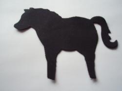 Horse Laser Cut Appliques (Size: with FUSIBLE - 4"H, Color: Black , Direction: Facing right)