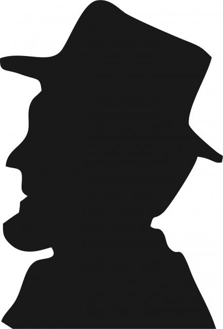 Amish Man Portrait Silhouette Laser Cut Appliques (Size: with FUSIBLE - 7"H, Direction: facing left)