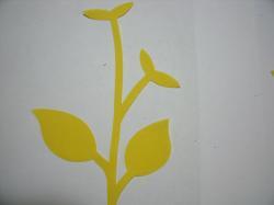 Flower Stem w/Leaf Large Laser Cut Appliques (Size: with FUSIBLE - , Color: Yellow)