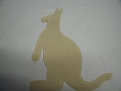 Kangaroo Laser Cut Appliques (Size: with FUSIBLE - 5"H, Color: Tan/Beige , Direction: Facing right)