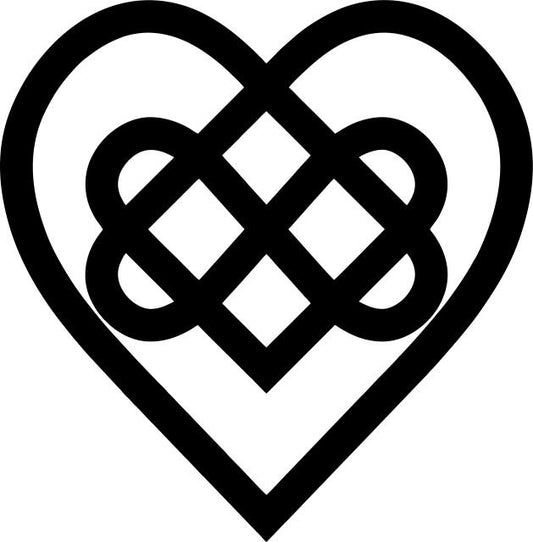 Celtic Bound Hearts Silhouette Laser Cut Appliques (Color: black, Size: with FUSIBLE - 7"W)