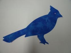 Blue Jay Laser Cut Appliques (Size: with FUSIBLE - 5"H, Color: Tonal - Blue, Direction: Facing left)