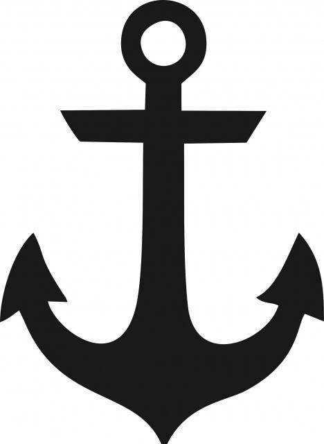 Anchor Silhouette Laser Cut Appliques (Size: with FUSIBLE - 10"H, Color: Black)