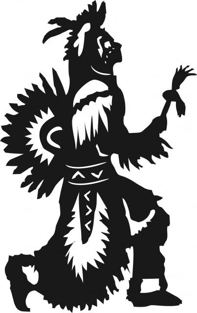 Native American Dancing Silhouette Laser Cut Appliques (Size: 8"H, Direction: facing right)