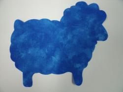 Easter Lamb Laser Cut Appliques (Size: 5"W, Color: Tonal - Blue, Direction: Facing left)