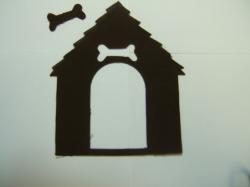 Dog House Laser Cut Appliques (Size: with FUSIBLE - 4"H	, Color: Black )