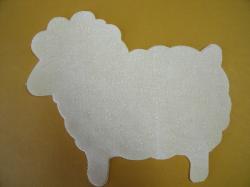 Lamb Laser Cut Appliques (Size: with FUSIBLE - 6"W, Color: Floral - White  , Direction: Facing left)
