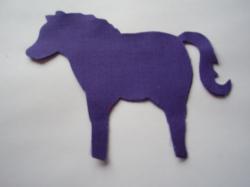 Horse Laser Cut Appliques (Size: with FUSIBLE - 5"H, Color: Purple  , Direction: Facing left)