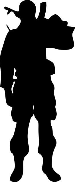 Soldier w/Rifle over Shoulder Laser Cut Appliques (Size: with FUSIBLE - 9"H, Color: facing right)