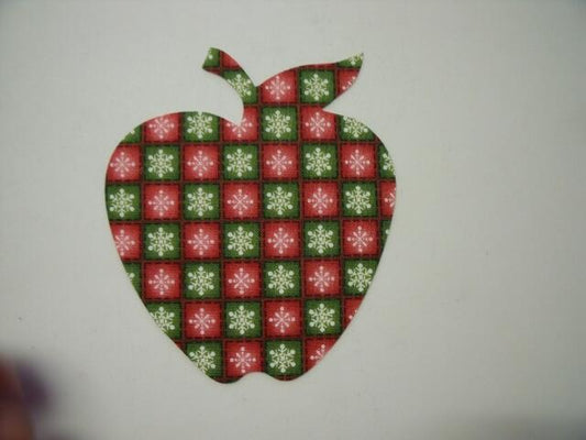Christmas Apple Laser Cut Appliques (Size: with FUSIBLE - 6"H, Color: Pink & Green Snowflakes)