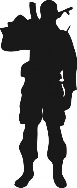 Soldier w/Rifle over Shoulder Laser Cut Appliques (Size: with FUSIBLE - 10"H, Color: facing left)