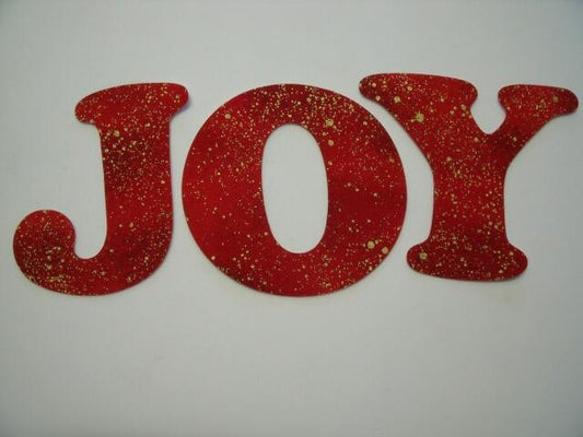 Christmas JOY Letters Laser Cut Appliques (Size: 5"H, Color: Red w/Flecks)