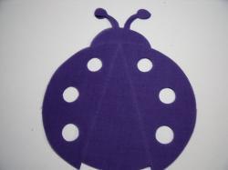 Ladybug Laser Cut Appliques (Size: with FUSIBLE - 5"H, Color: Purple )