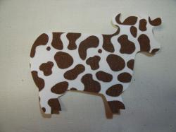 Cow Laser Cut Appliques (Size: 5"W, Color: Print - Spotted Brown, Direction: Facing right)
