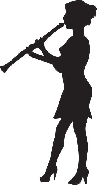 Clarinet - Female Player Laser Cut Appliques (Direction: facing left, Size: 15"H)