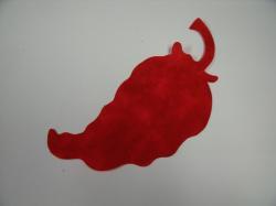 Chili Pepper Laser Cut Appliques (Size: 4"H, Color: Tonal - Red, Direction: Facing left)