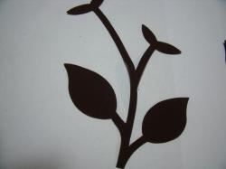 Flower Stem w/Leaf Large Laser Cut Appliques (Size: with FUSIBLE - , Color: Brown )