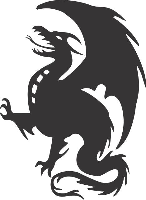 Dragon #2 Silhouette Laser Cut Appliques (Size: 10"W, Direction: Facing left)