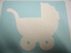 Baby Carriage Laser Cut Appliques (Size: 5"W, Color: White  , Direction: Facing right)