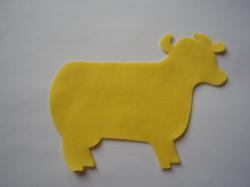 Cow Laser Cut Appliques (Size: 4"W, Color: Yellow , Direction: Facing left)