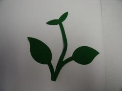 Flower Stem w/Leaf Small Laser Cut Appliques (Size: with FUSIBLE - 4.5"H, Color: Green)