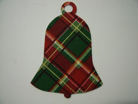 Christmas Bell  Laser Cut Appliques (Size: 4"H, Color: Red & Green Plaid)