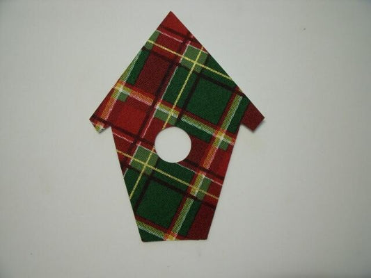 Christmas Birdhouse Laser Cut Appliques (Size: with FUSIBLE - 5"H, Color: Red & Green Plaid)