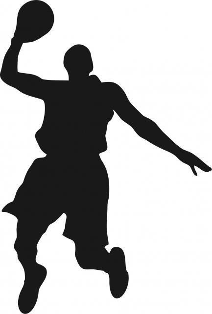 Basketball Player Shooting Silhouette Laser Cut Appliques (Size: with FUSIBLE - 8"H, Direction: facing left)