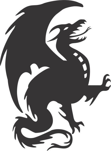 Dragon #2 Silhouette Laser Cut Appliques (Size: WITH Fusible - 9"W, Direction: Facing right)