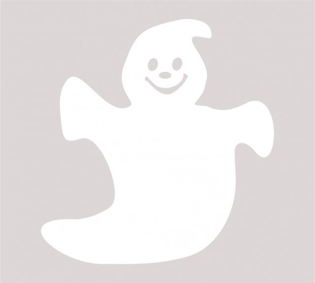 Halloween Happy Ghost Laser Cut Appliques (Size: with FUSIBLE - 4"H, Color: White  )