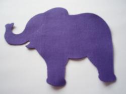 Elephant Laser Cut Appliques (Size: 5"W, Color: Purple  , Directon: Facing right)
