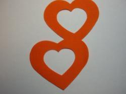 Double Nested Heart Laser Cut Appliques (Size: 4"H, Color: Orange )