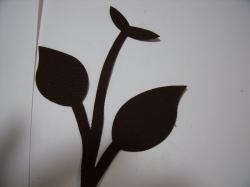 Flower Stem w/Leaf Small Laser Cut Appliques (Size: 4.5"H, Color: Brown )