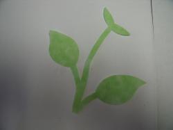 Flower Stem w/Leaf Small Laser Cut Appliques (Size: with FUSIBLE - 4.5"H, Color: Tonal -Pastel Green)