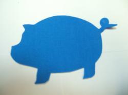 Pig Laser Cut Appliques (Size: with FUSIBLE - 5"W, Color: Blue  , Direction: Facing left)