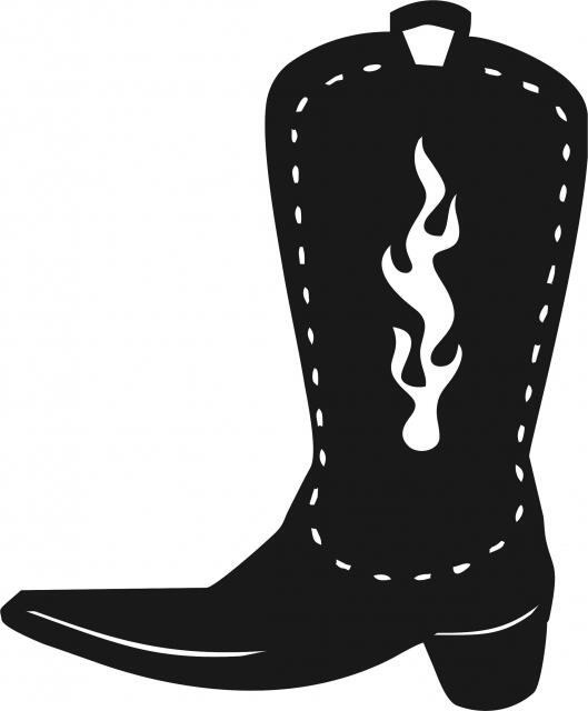 Cowboy Boot w/Flame Silhouettes Laser Cut Appliques (Size: with FUSIBLE - 8"H, Direction: facing left)