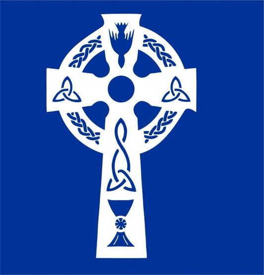 Cross #1 Silhouette Laser Cut Appliques (Size: with FUSIBLE - 9"H, Color: White)
