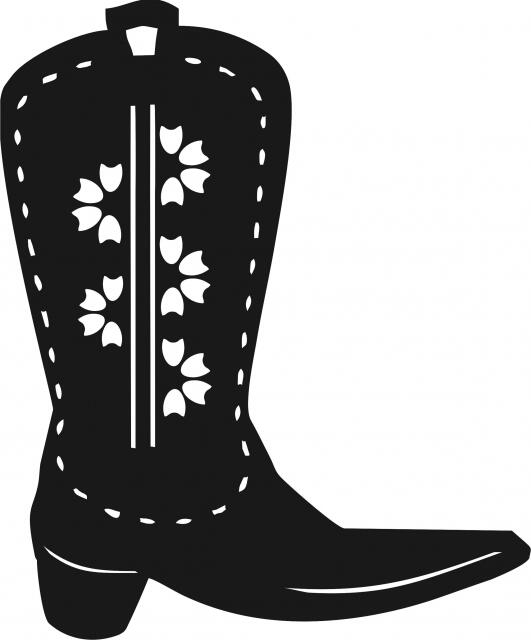 Cowgirl Boot Silhouettes Laser Cut Appliques (Size: 9"H, Direction: facing right)
