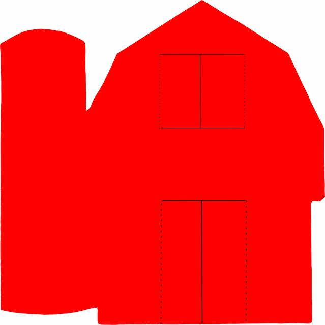 Barn Giant Laser Cut Appliques (Size: with FUSIBLE - , Color: Tonal - Red)