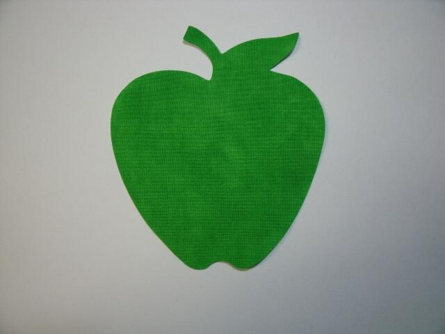Apple Laser Cut Appliques (Size: With FUSIBLE- 5"H, Color: Tonal - Green )