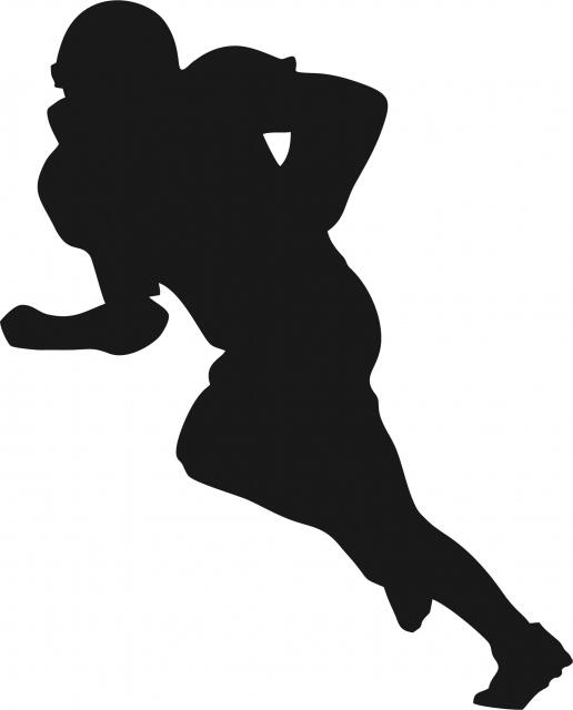 Football Running Back Silhouette Laser Cut Appliques (Size: with FUSIBLE - 9"H, Direction: facing left)