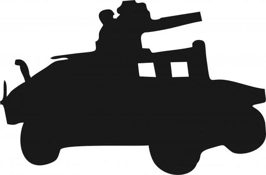 Humvee Silhouette Laser Cut Appliques (Size: with FUSIBLE - 9"W, Direction: facing right)