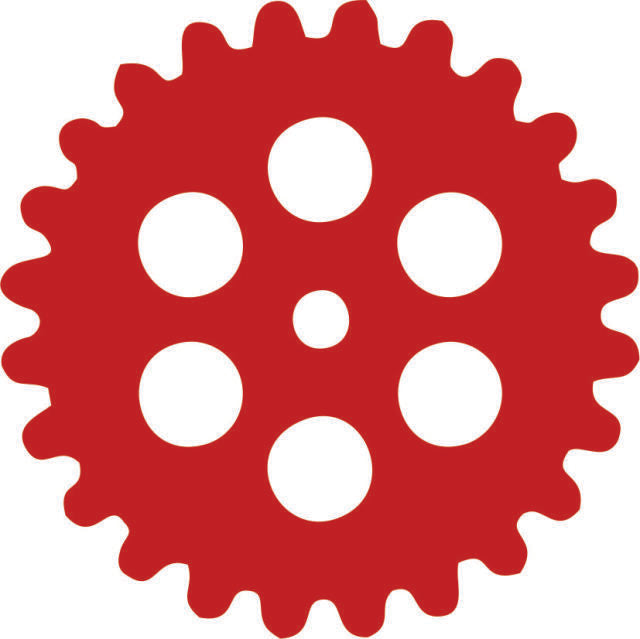 Gear #5 Silhouette Laser Cut Appliques (Color: Red, Size: with FUSIBLE - 10")